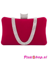 Torbica Tiffany, žametna, s kristalčki, v barvi magente, Pinkshop.si