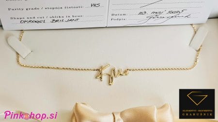 Zlata verižica z imenom - unikatno darilo za Kylie Minogue, Zlatarstvo - Graverstvo Grabušnik, arhiv Pinkshop.si