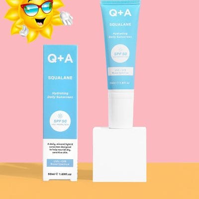 Squalane SPF 50 Hydrating Daily Sunscreen Q+A krema za zaščito, Pinkshop.si