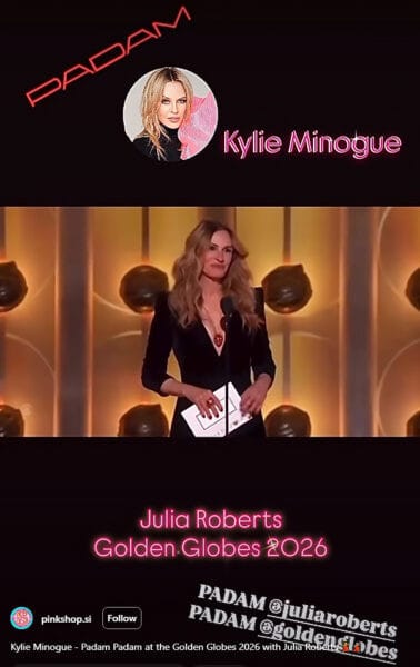 Padam Padam Zlati globusi 2026 Julia Roberts, Instagram Pinkshop.si
