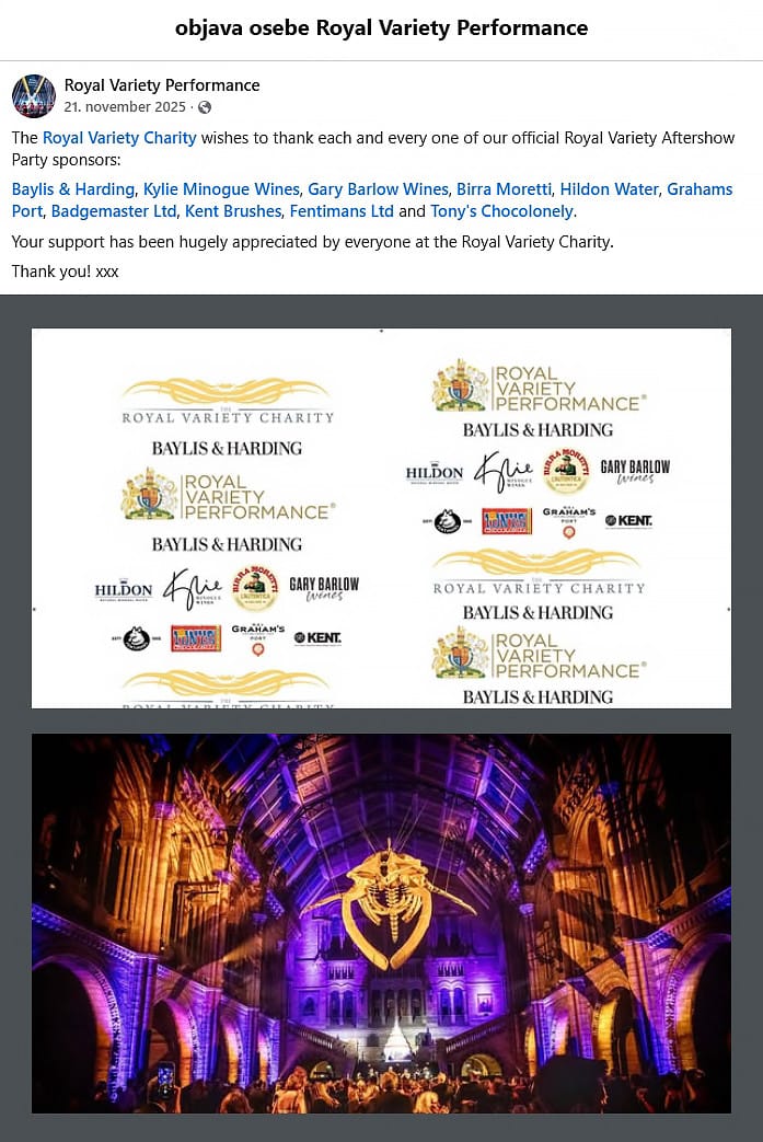 Royal Variety Performance 2025 Kylie Minogue Wines Charity