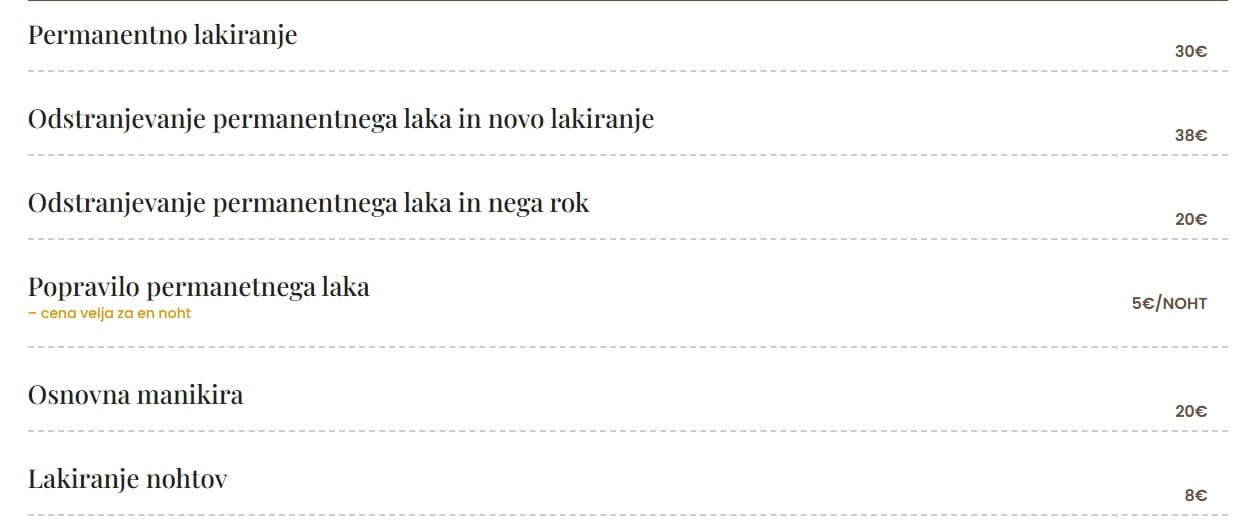 Cenik nohti 2026, spletni vir