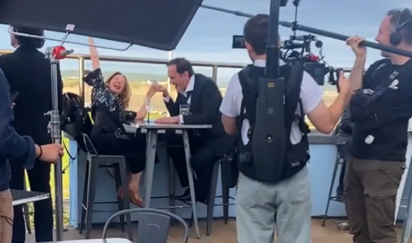 Kylie Minogue in Quentin Tarantino, junija v Walesu med snemanjem filma