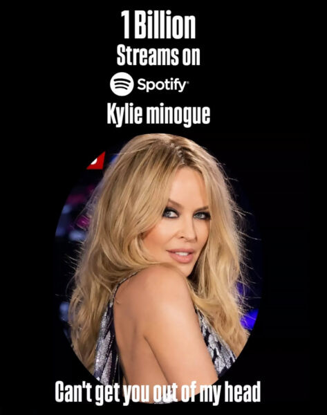 Kylie Minogue 1 Billion Streams on Spotify
