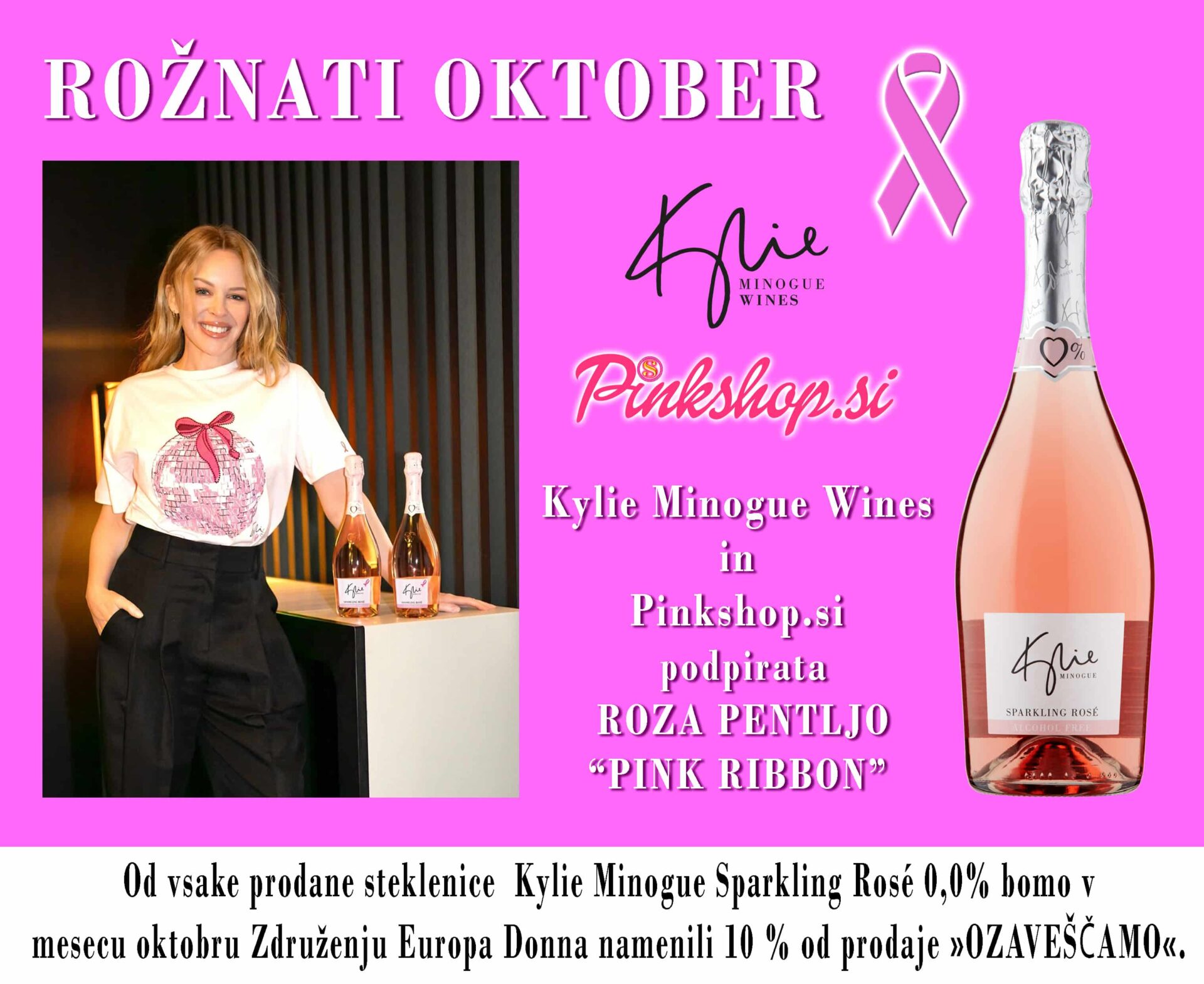 Brezalkoholno vino, Kylie Minogue Wines, PINK RIBBON - ROŽNATI OKTOBER 2026, Pinkshop.si