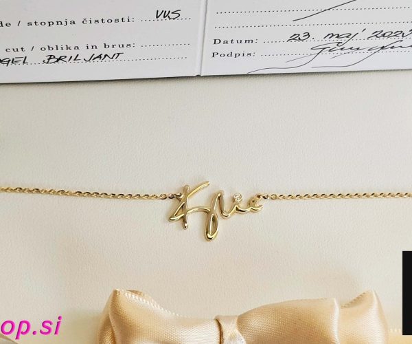 Zlata verižica z imenom - unikatno darilo za Kylie Minogue, Zlatarstvo - Graverstvo Grabušnik, arhiv Pinkshop.si